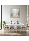 Flora Bistro 160x80 Nuans / Mutfak Masa Takımı / 6 Kişilik Mutfak Masası / Masa Sandalye Takımı Beyaz + Nunas