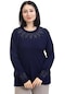 Yeni Sezon Kadın Orta Yaş Ve Üzeri Viskoz Taş İşlemeli Modelli Lüks Anne Penye Bluz 23755-lacivert
