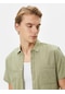 Koton Kısa Kollu Gömlek Slim Fit Klasik Yaka Düğmeli Cep Detaylı Yeşil 4sam60033hw