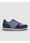 %100 Hakiki Deri Mavi Süet Bağcıklı Erkek Sneaker-mavi Mavi