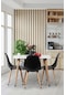 Atlas Mdf 100x80 Granit Axen / Mutfak Masa Takımı / 4 Kişilik Mutfak Masası / Masa Sandalye Takımı Granit Beyaz + Siyah Sandalye