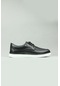 Punto 346509 Hakiki Deri Bağcıklı Günlük Ayakkabı Erkek-11312-Siyah Beyaz