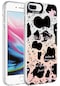 iPhone Uyumlu 8 Plus Kılıf Mermer Desenli Lopard Marbello Kapak - Siyah-beyaz