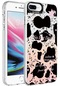 iPhone Uyumlu 8 Plus Kılıf Mermer Desenli Lopard Marbello Kapak - Siyah-beyaz