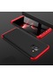 Tecno - Samsung Galaxy Uyumlu A6 2018 - Kılıf 3 Parçalı Parmak İzi Yapmayan Sert Ays Kapak - Siyah-kırmızı