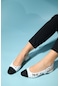 Luvishoes Lujo Beyaz Payetli Kadın Arkası Açık Düz Babet Ayakkabı