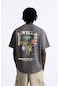 The Champ Clothing Sooner Or Later Yazılı Lale Tasarım Baskılı Oversize Füme Erkek T-shirt Füme