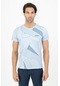 Maraton Sportswear Regular Erkek Bisiklet Yaka Kısa Kol Basic Sisli Mavi T-Shirt 21580-Sisli Mavi