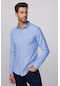 Tudors Slim Fit Çift Cep Kapaklı Çıtçıtlı Biyeli Pamuk Keten Mavi Erkek Gömlek-28236-mavi