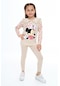 Kinderos 2025 Minnie Mouse Fırfırlı Baskılı Kız Çocuk Alt Üst Takım Kahverengi