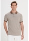 AC&Co / Altınyıldız Classics Erkek Kahverengı Regular Fit Rahat Kesim Polo Yaka Pamuklu Jakarlı Tişört