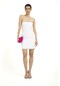 Beyaz Taş Detaylı Straplez Kadın Mini Elbise-beyaz