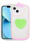 iPhone Uyumlu 13 Kılıf Kedi Figürlü Transparan Pop Soketli Lopard Ritmik Kapak - Yeşil