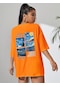 Van Gogh Baskılı Oversize Tshirt Turuncu