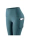Yeşil Yoga Tayt Egzersiz Yüksek Belli Mat Fırçalanmış Cepler Slim Fit Spor Kadın Spor Giyim Pantolon Pantolon Düz Renk