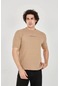 Unisex Jakar Kumaş Slim Fit T-shirt - Kahverengi Bej