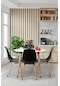 Atlas 95cm Mdf Yuvarlak Mutfak Masa Takımı / Mutfak Masa Sandalye Takımı /mutfak Masa Takımı Beyaz Granit+siyah Sandalye