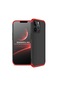 Noktaks - iPhone Uyumlu 13 Pro - Kılıf 3 Parçalı Parmak İzi Yapmayan Sert Ays Kapak - Siyah-kırmızı