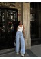 Arkadan Yırtmaçlı Jeans Kot Palazzo Pantolon - Mavi Mavi