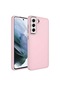 Ekılıf - Samsung Galaxy S21 Fe Uyumlu - Kılıf Metal Çerçeve Ve Buton Tasarımlı Silikon Luna Kapak - Pembe