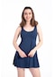 Kadın Düz Askılı Etekli Elbise Mayo Lacivert-lacivert 30657 - 1