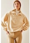 Krem Fermuarlı Dik Yaka Polar Sweatshirt 4kxk8-47854-22