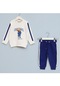Erkek Çocuk Ayıcık Desenli Sweat Takım - 11577 - Vanilya - Saks-Vanilya-Saks Krem - Saks Mavi