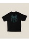 Spider-man Logo Baskılı Unisex Oversize Tişört Siyah
