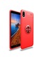 Noktaks - Xiaomi Uyumlu Xiaomi Redmi 7a - Kılıf Yüzüklü Auto Focus Ravel Karbon Silikon Kapak - Kırmızı