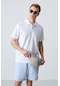 Tommy Life Beyaz Basic Göğüs Logolu Standart Kalıp Triko Polo Yaka Erkek T-shirt - 87768 Beyaz