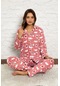 Nisanca Kadın Kışlık Welsoft Peluş Polar Düğmeli Pijama Takımı Pudra