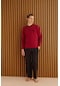 Erkek Penye Pamuk Regular Kalıp Üç Düğme Yuvarlak Yaka Pijama Takımı 6300-kırmızı-siyah