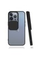 Mutcase - İphone Uyumlu İphone 13 Pro - Kılıf Slayt Sürgülü Arkası Buzlu Lensi Kapak - Siyah
