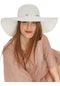 Kadın Beyaz Deniz Kabuklu Geniş Plaj Şapkası-20289 - Std