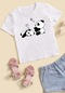 Çocuk Sleep Panda Baskılı Pamuklu Tshirt Beyaz Siyah