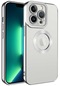 iPhone Uyumlu 14 Pro Max Kamera Lens Korumalı Şeffaf Renkli Logo Gösteren Parlak Omega Kapak - Gümüş