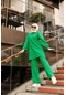 Mistik Çizgi Desenli İkili Gömlek Pantolon Keten Takım - 71095 - Benetton Yeşil-benetton Yeşil