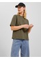 Jjxx Sıfır Yaka Rahat Kesim Haki Kadın T-shirt 12241203 001