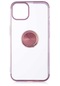 Noktaks - İphone Uyumlu İphone 13 - Kılıf Yüzüklü Kenarları Renkli Arkası Şeffaf Gess Silikon - Rose Gold