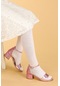 Kiko Kids 768 Ayna Çam Günlük Kız Çocuk 3 Cm Topuklu Sandalet Ayakkabı Pudra