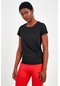 Maraton Active Slimfit Kadın Bisiklet Yaka Kısa Kol Fitness Siyah T-Shirt 18516-Siyah