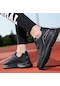 Siyah 39-48 Sonbahar Deri Spor Ayakkabı Erkek Rahat Boyutu Moda Spor Koşu Ayakkabıları