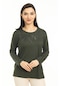 Yeni Sezon Kadın Orta Yaş Ve Üzeri Yeni Desen Likralı Anne Penye Bluz 30510-haki Yeşili