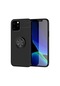 Noktaks - iPhone Uyumlu 12 Pro Max - Kılıf Yüzüklü Auto Focus Ravel Karbon Silikon Kapak - Siyah