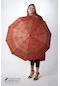 Marlux Kırmızı Ekose Desen Fiber 10 Telli Tam Otomatik Rüzgara Dayanıklı Şemsiye M24mar718la - Kadın