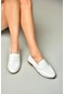 Fox Shoes S944007803 Beyaz Hakiki Deri Kadın Babet Beyaz-hakiki Deri