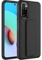 Ekılıf - Xiaomi Redmi Note 11 Global Uyumlu - Kılıf Mat Koruyucu El Tutacaklı Stand Olabilen Qstand Kapak - Siyah
