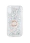 Noktaks - iPhone Uyumlu Xs 5.8 - Kılıf Yüzüklü Simli Sıvılı Milce Kapak - Gümüş