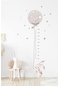 Sim Tasarım Balonlu Tavşan Boy Ölçer Duvar Sticker Seti Füme