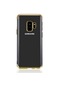 Tecno - Samsung Galaxy Uyumlu A6 2018 - Kılıf Dört Köşesi Renkli Arkası Şefaf Lazer Silikon Kapak - Gold